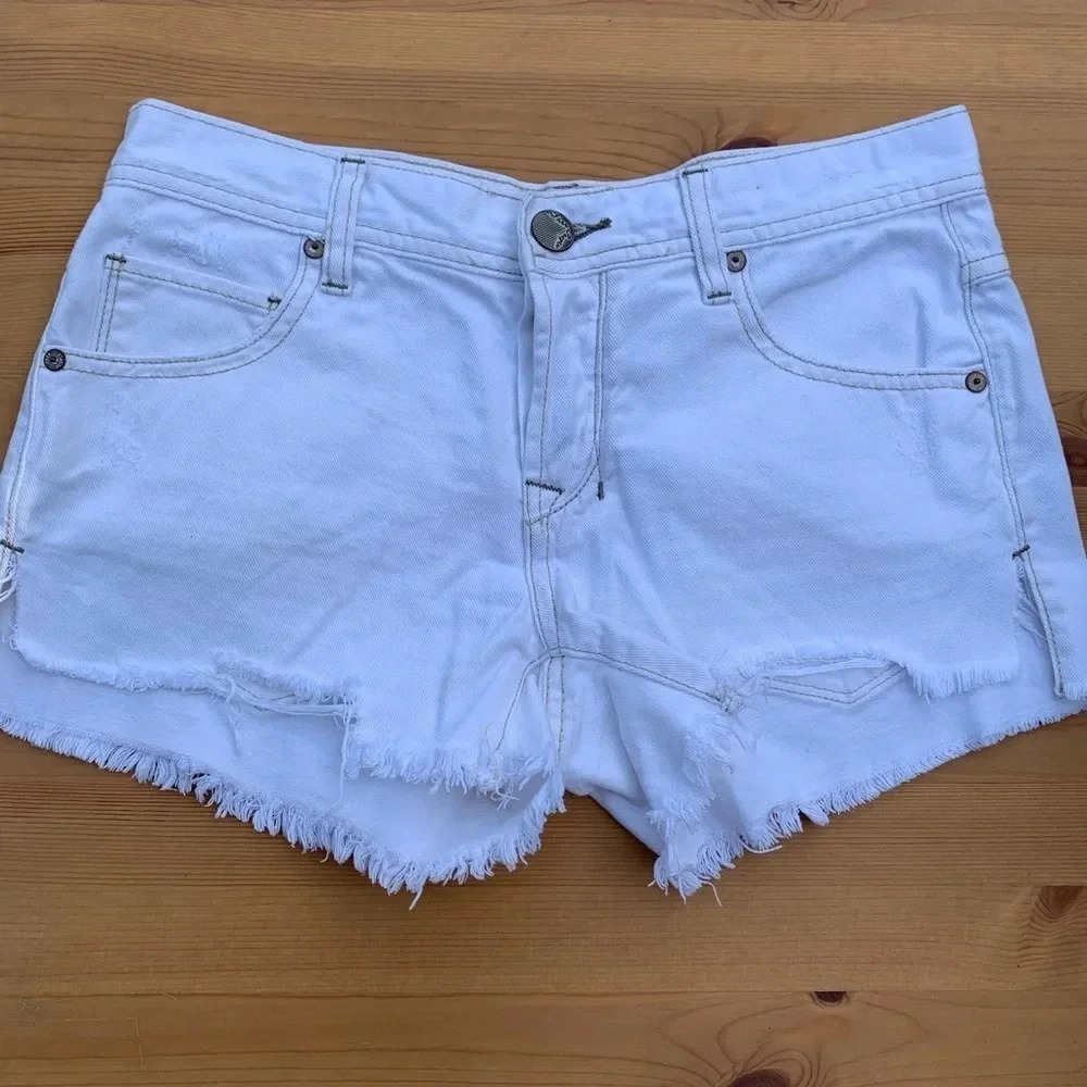 Free People Frayed Denim Shorts